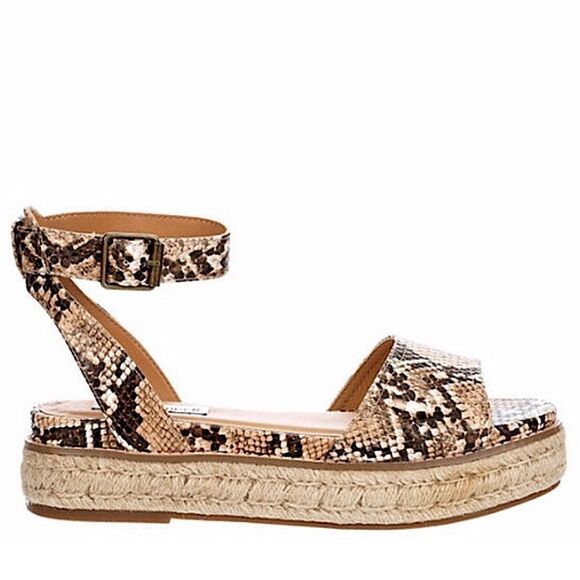 Steve Madden GABI ESPADRILLE PLATFORM SANDAL Tan Snakeskin New NWT - Picture 2 of 9